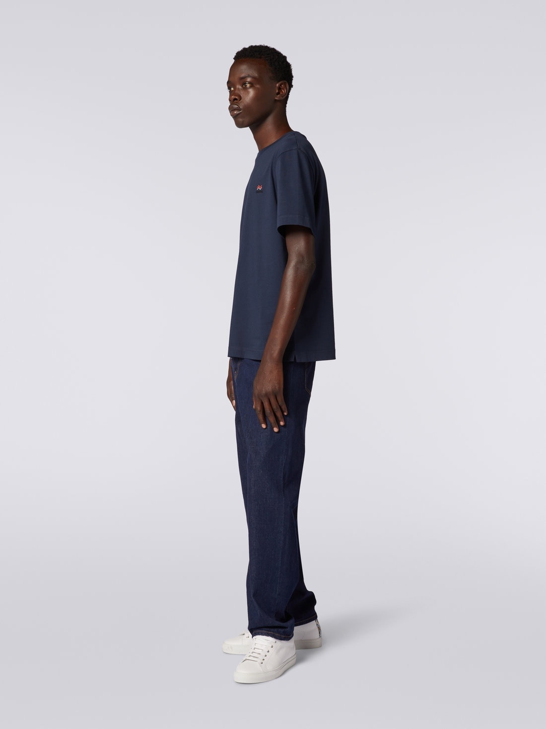 Crew-neck cotton T-shirt with embroidery and logo - 3