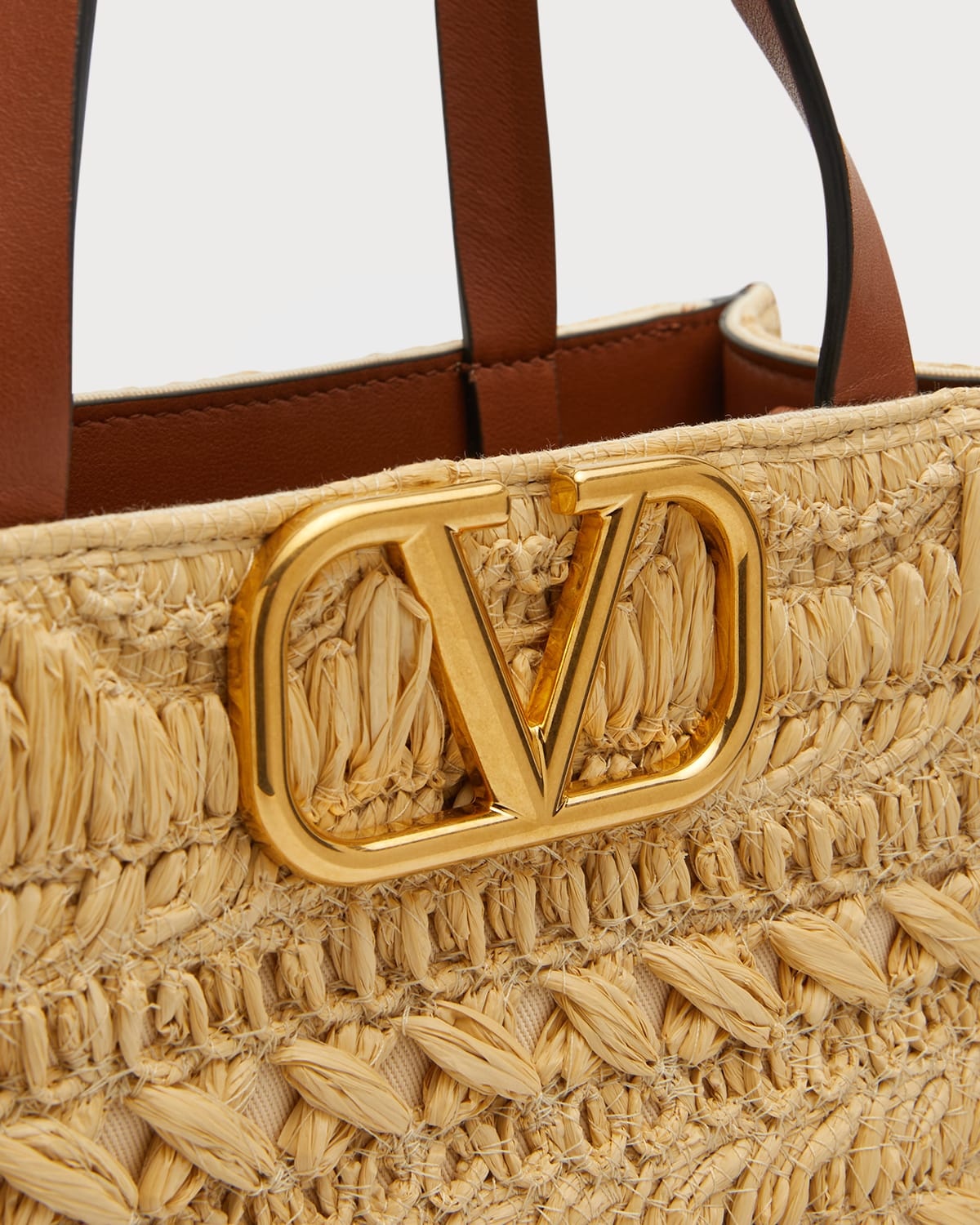 Valentino VLOGO Signature Small Straw Tote Bag