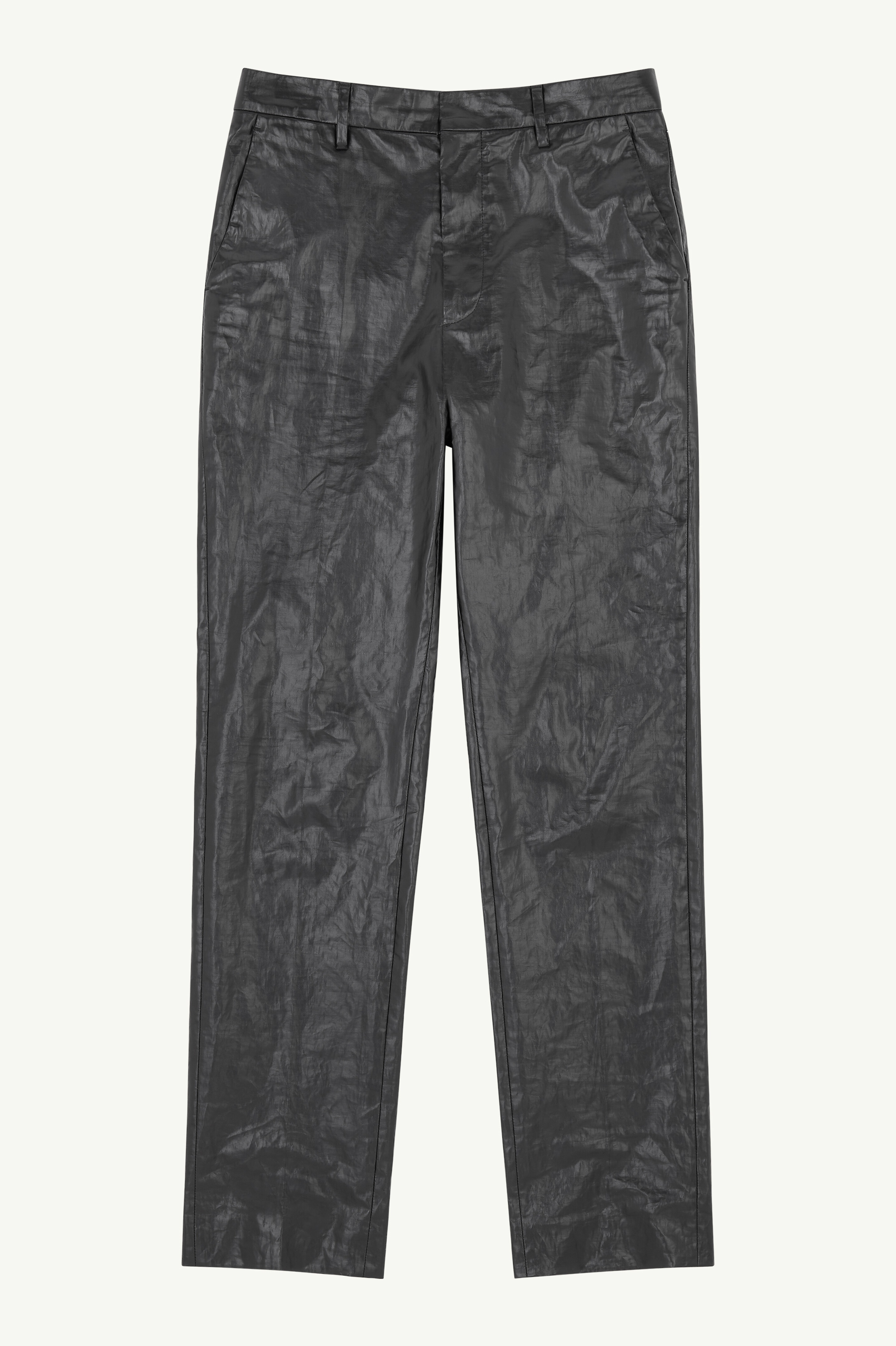 Shiny coated linen trousers - 1
