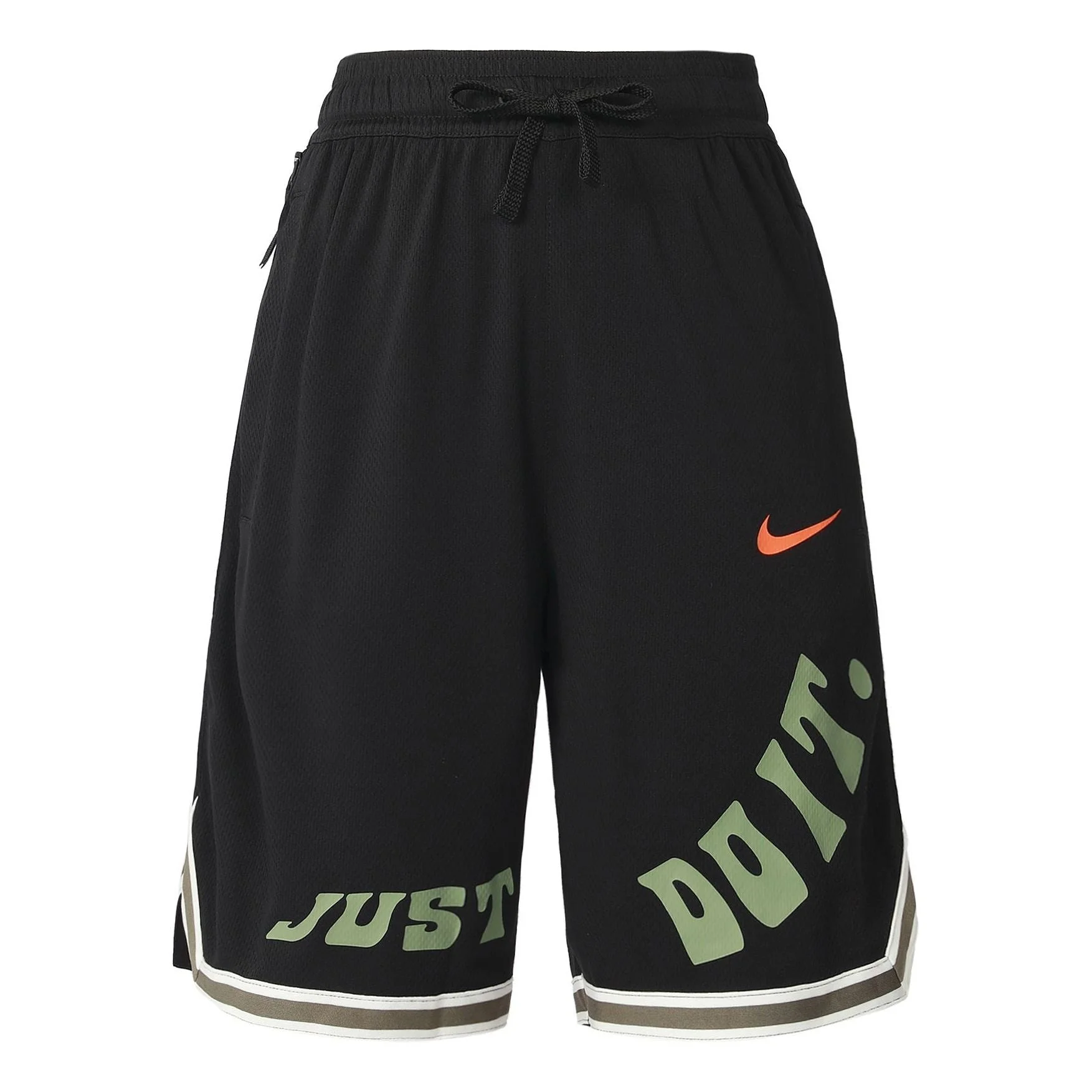 Men's Nike Brand Logo Alphabet Printing Pattern Drawstring Elastic Waistband Basketball Shorts Black - 1