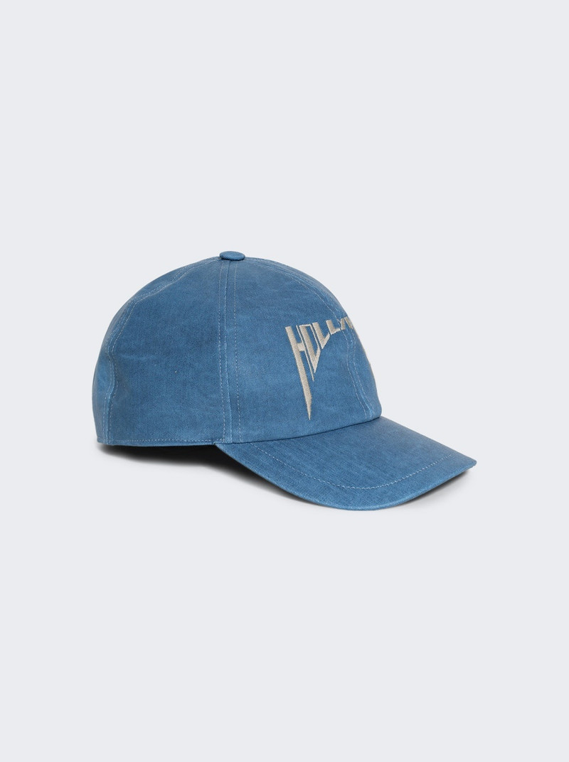 Rick Owens DRKSHDW Embroidered Denim Baseball Cap Toothpaste And Pearl outlook