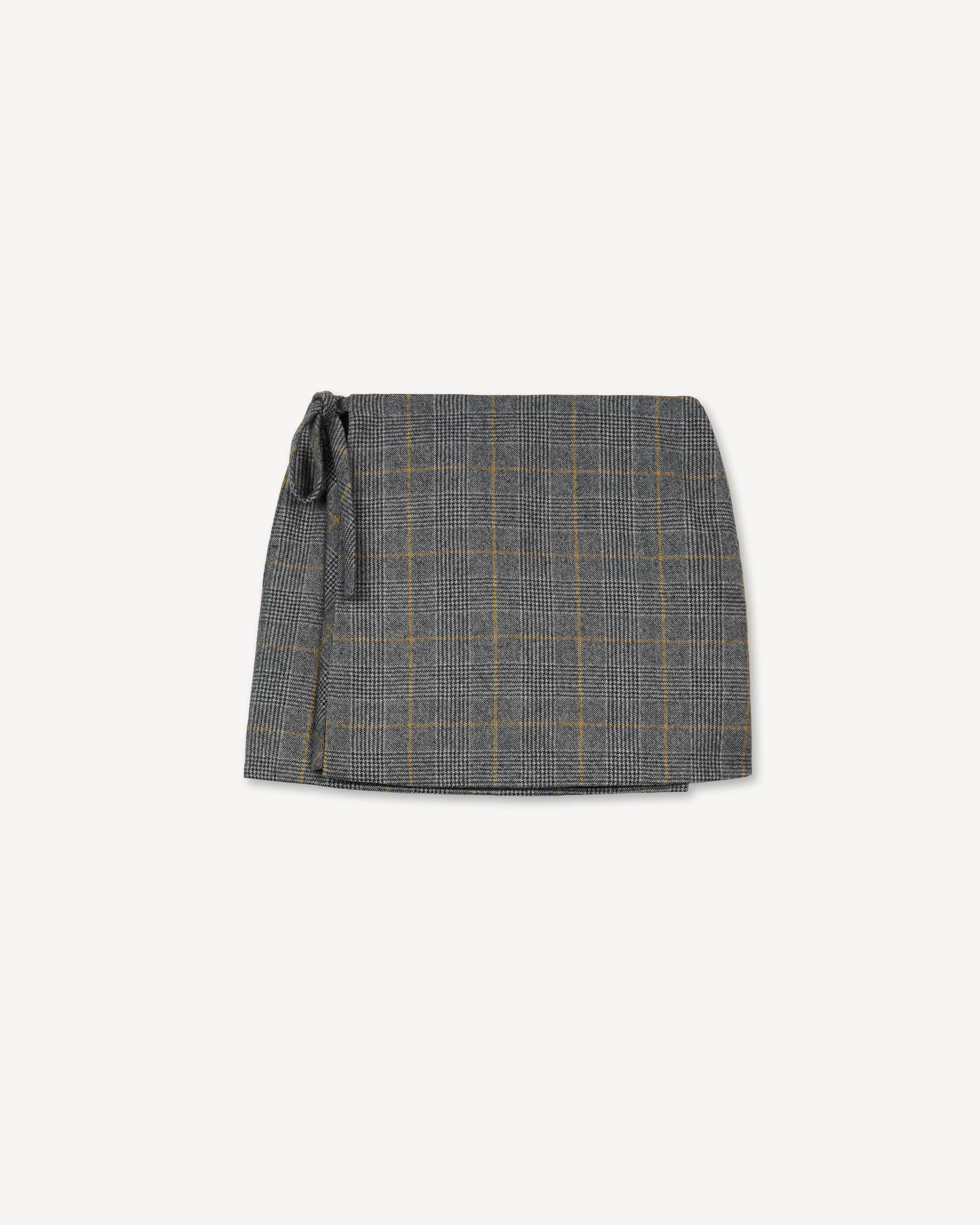 'KENZO Checks' wrap short skirt in wool tweed - 1