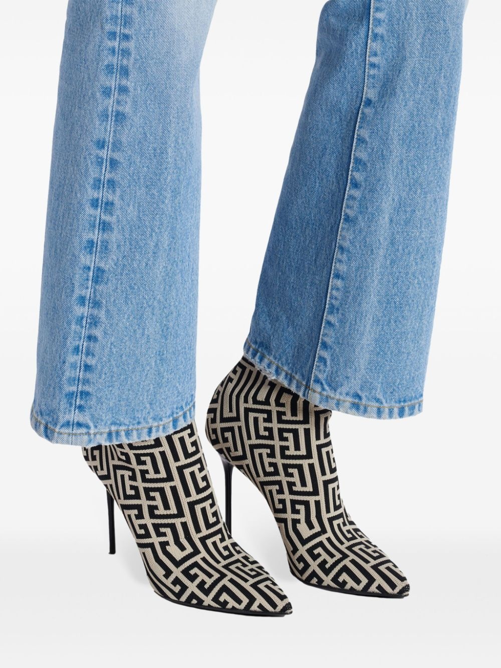 monogram-jacquard pointed boots - 18