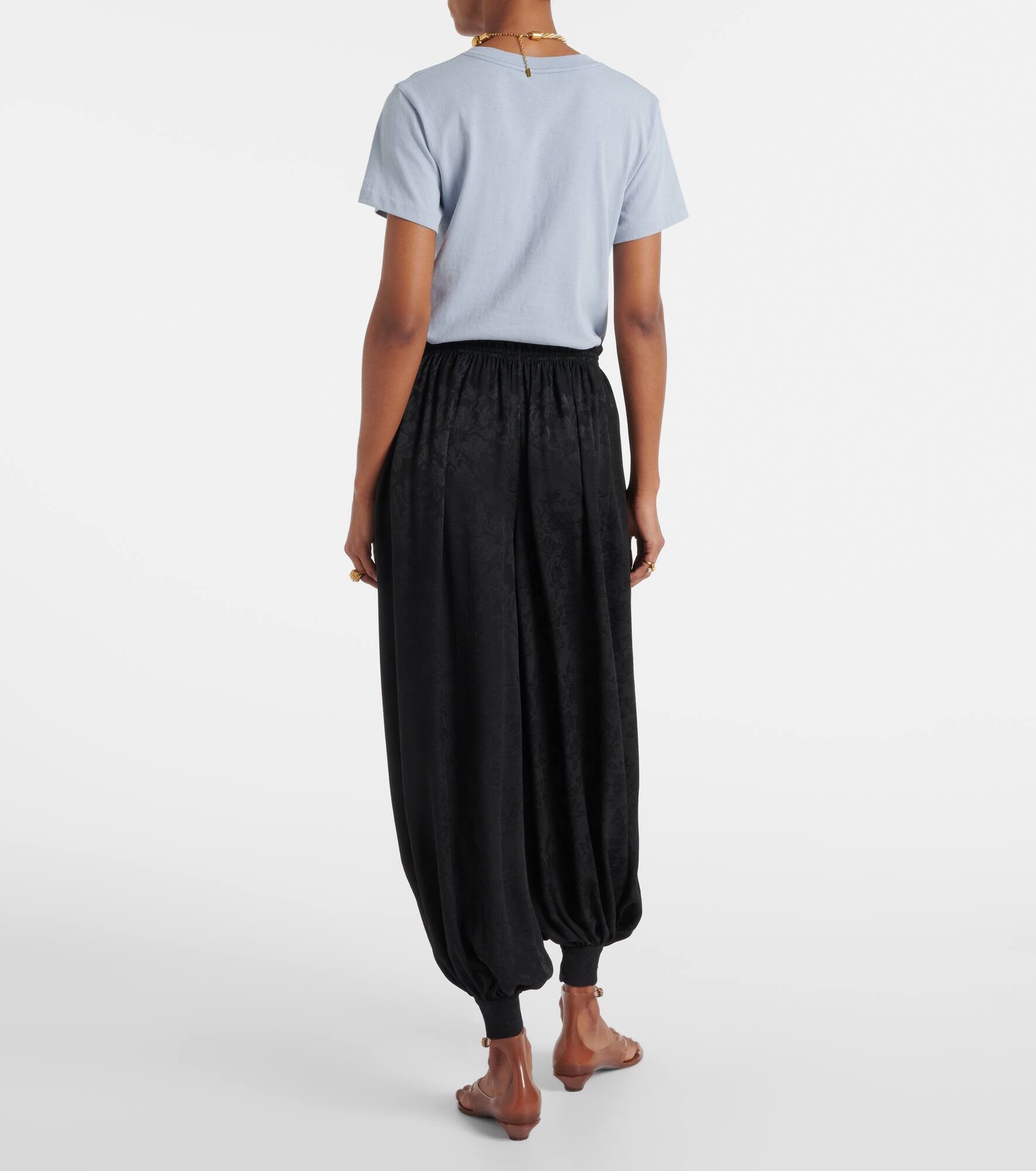 Silk jacquard wide-leg pants - 3