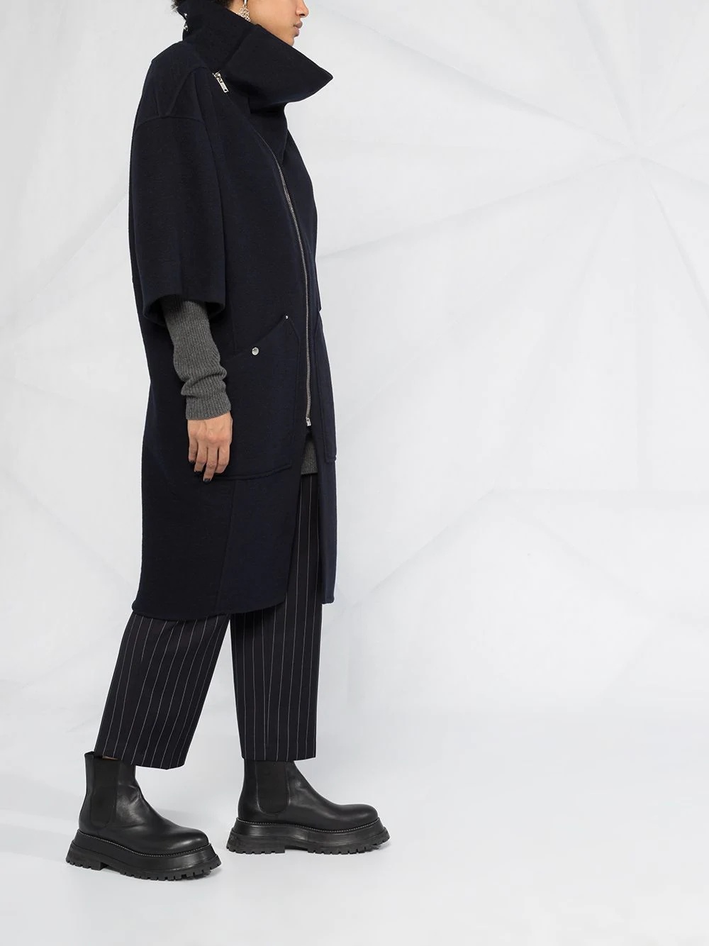 oversized high-neck cashmere coat - 4