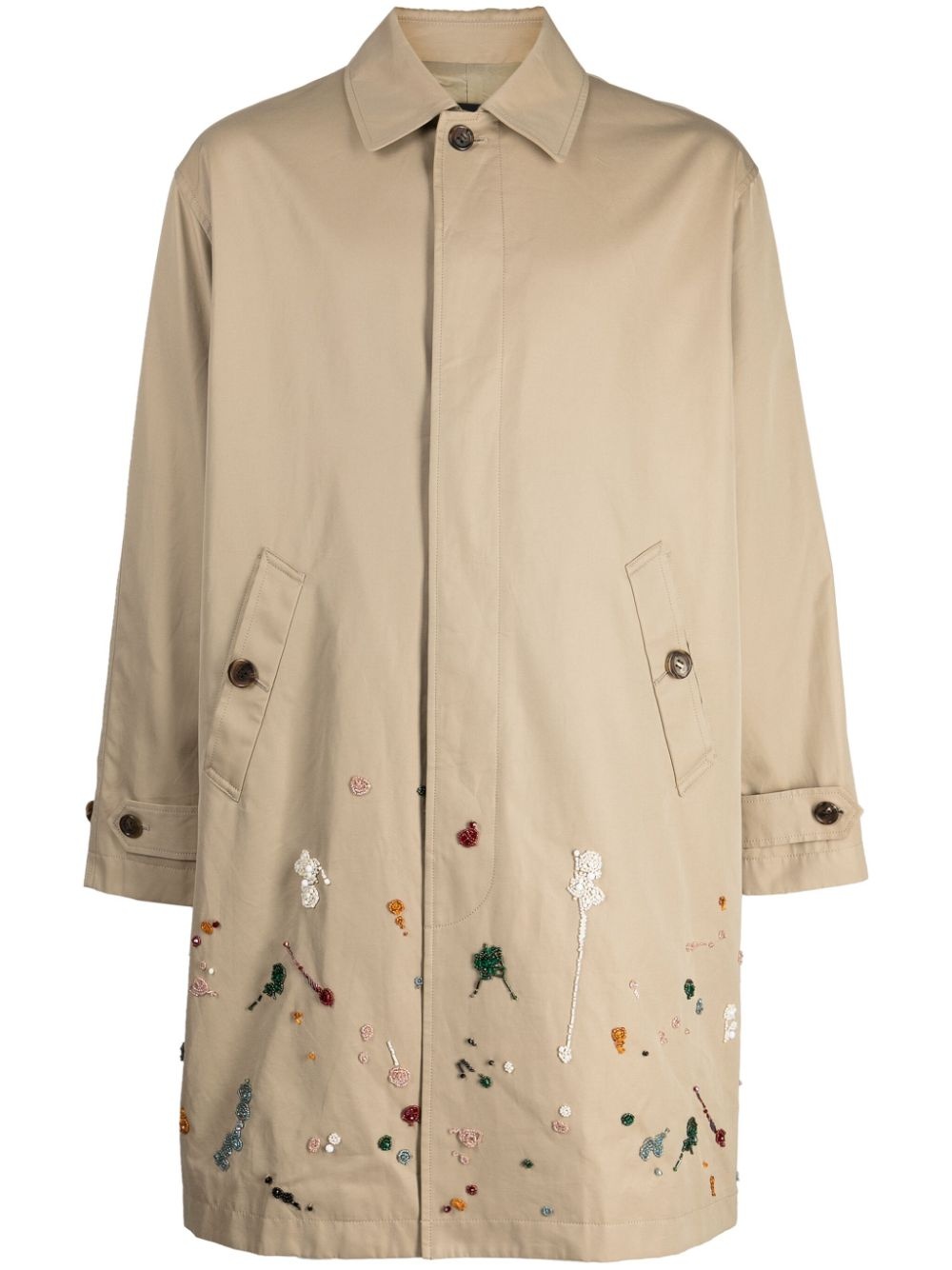 bead-embellished single-breasted coat - 1