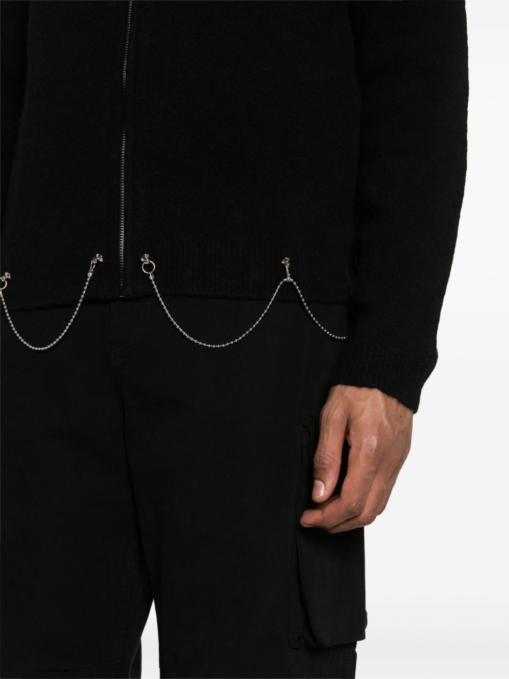 chain-detail brushed cardigan - 5