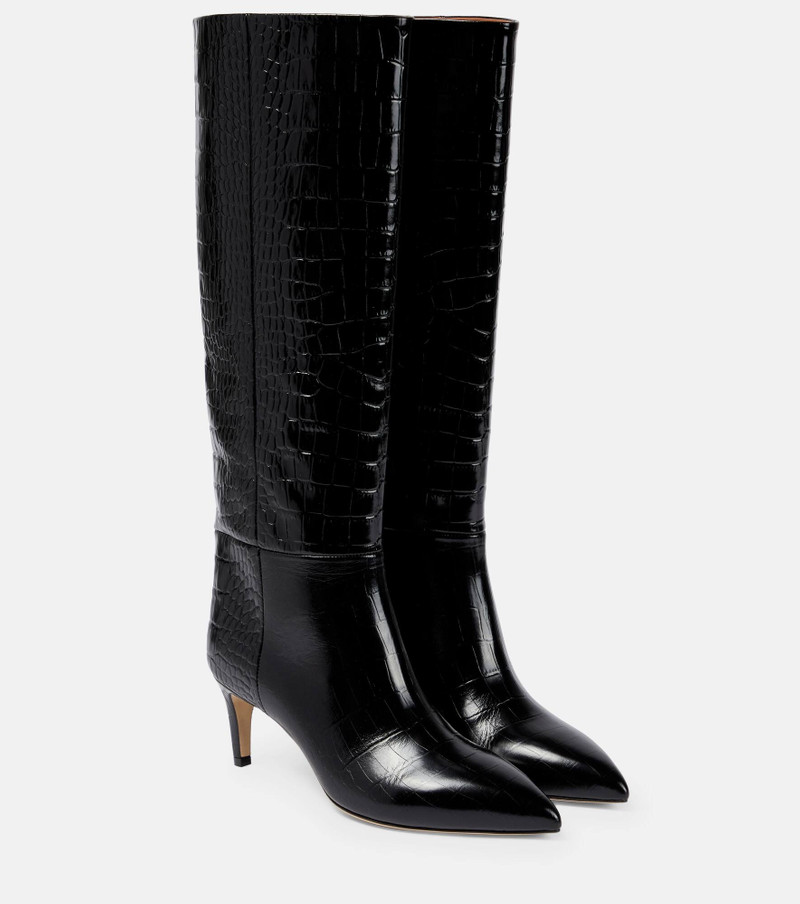 Croc-effect leather knee-high boots - 1