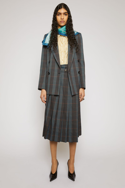 Acne Studios Check pleated skirt blue/orange outlook