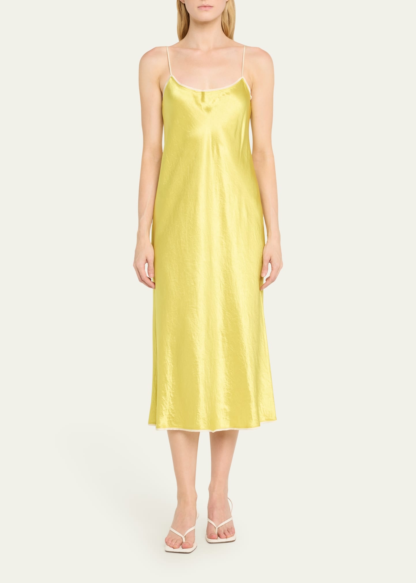 Tipped Satin Midi Slip Dress - 2