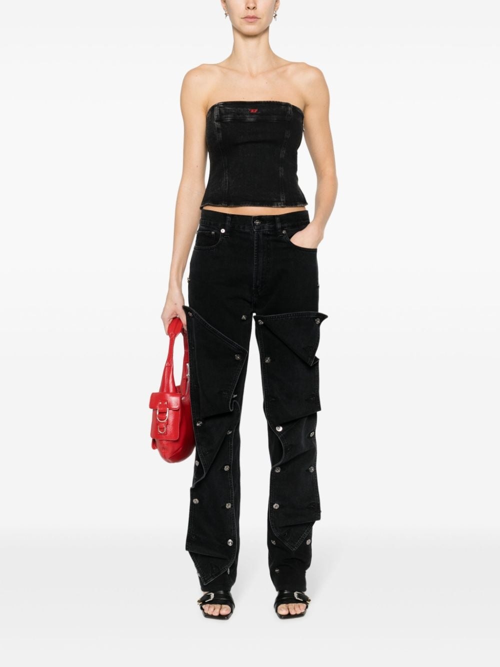 strapless denim crop top - 2