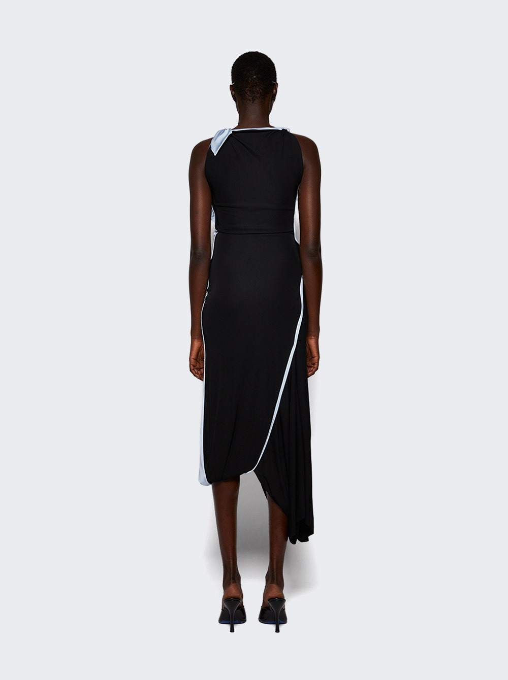 Double Layer Jersey Dress Black And Iceberg - 5