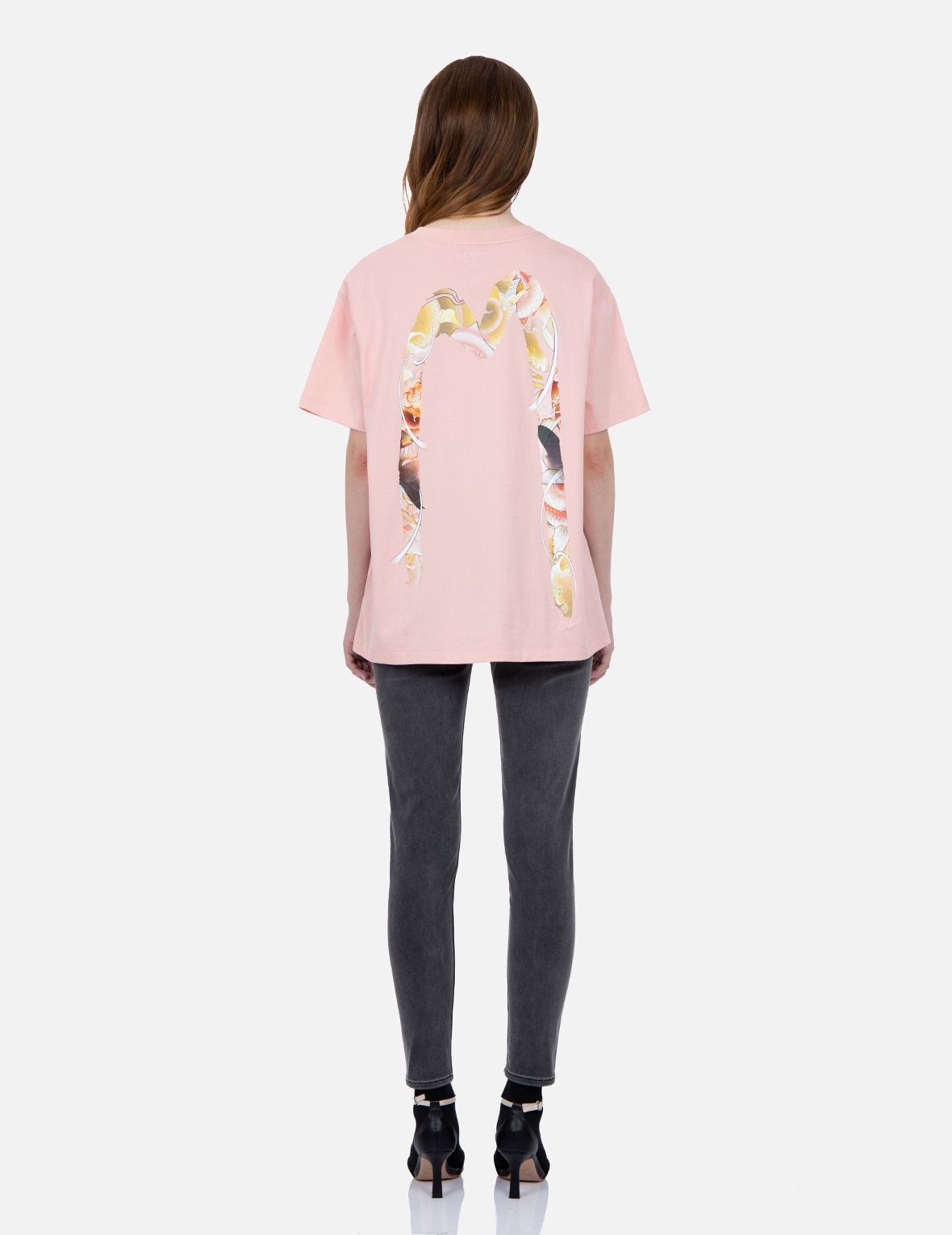 KOI PRINT AND SEAGULL EMBROIDERY SUPER HIGH-WAIST SKINNY JEANS - 5