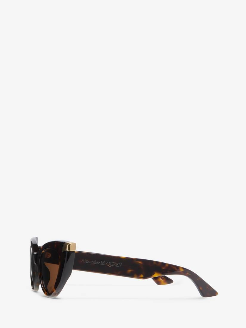 Women's Punk Rivet Cat-eye Sunglasses in Havana - 3