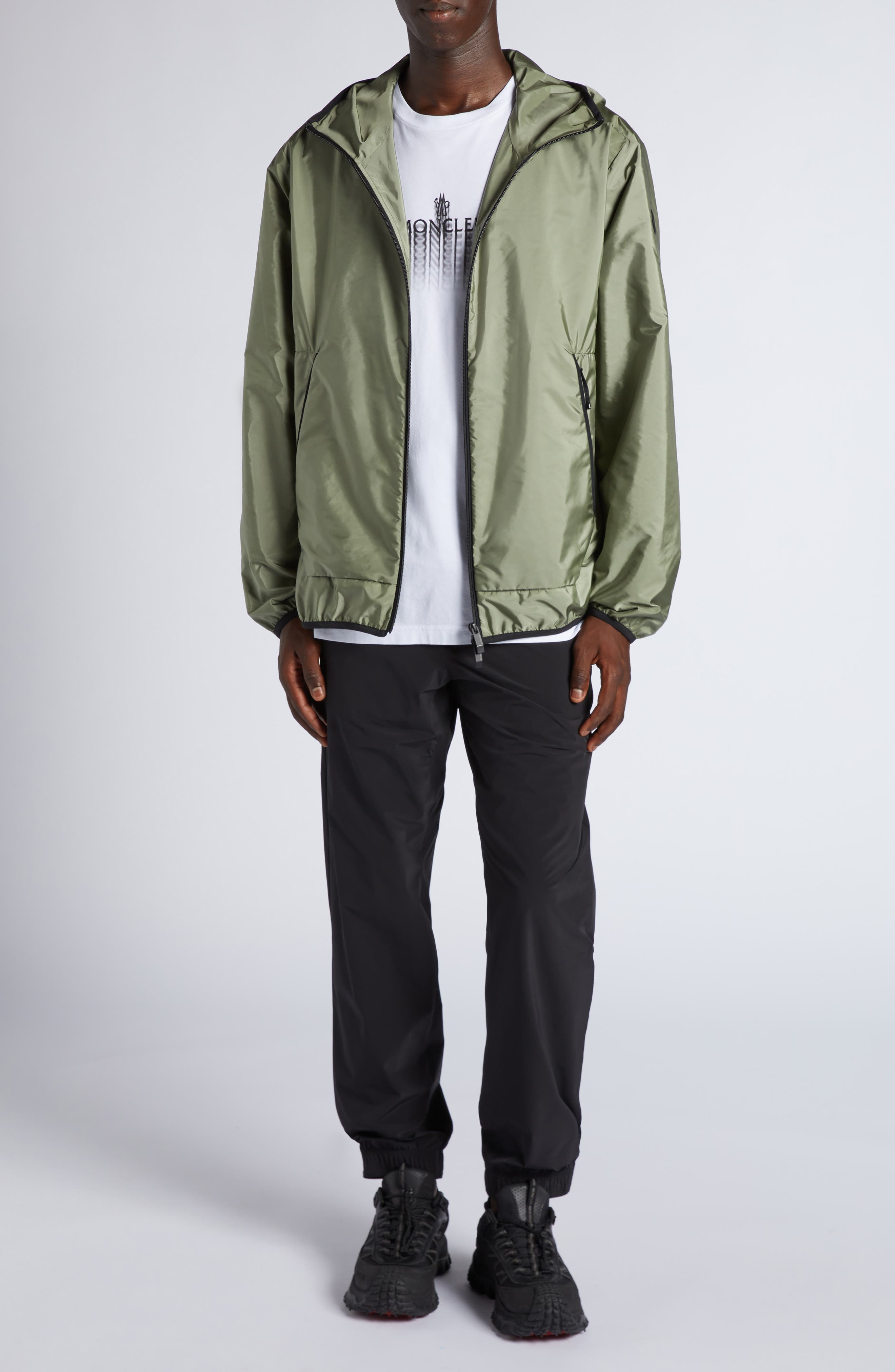 Moncler Granier Water Repellent Hooded Jacket in Smokey Olive at Nordstrom - 2