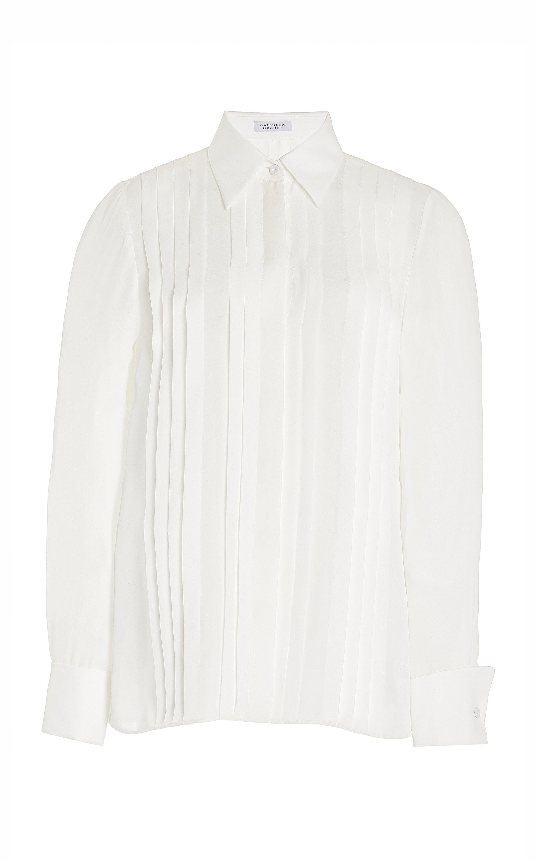 Aime Shirt in Ivory Silk Georgette Twill - 1