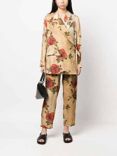 UMA WANG floral-print tapered trousers outlook