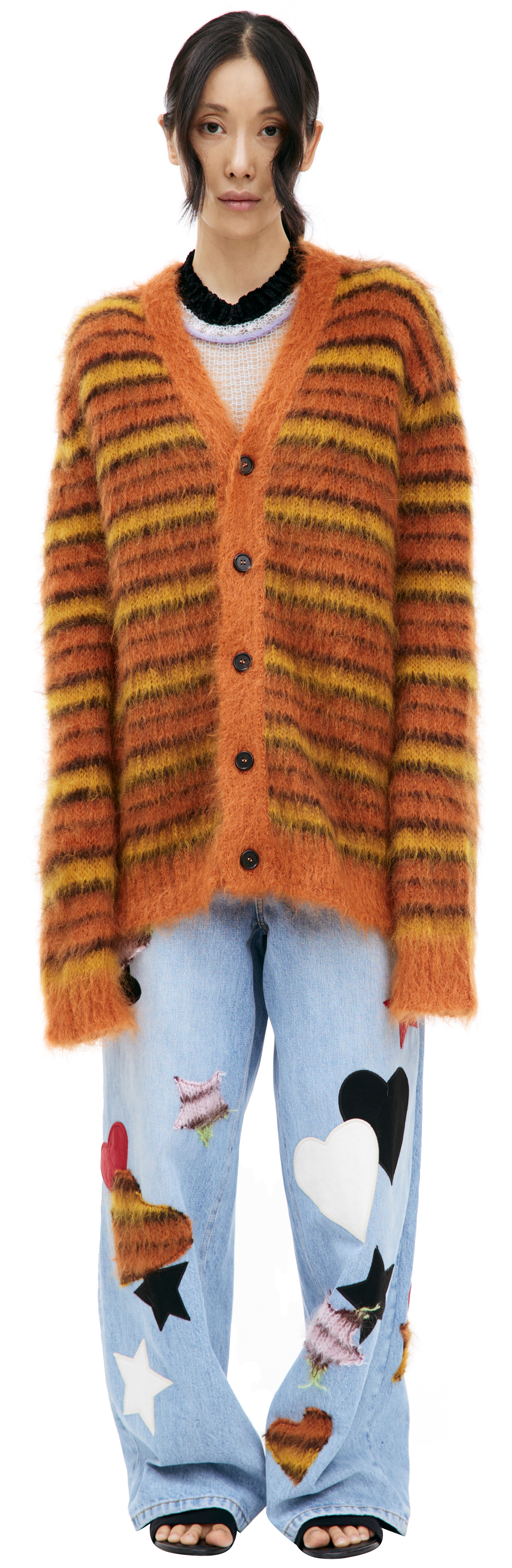 ORANGE STRIPED CARDIGAN - 1