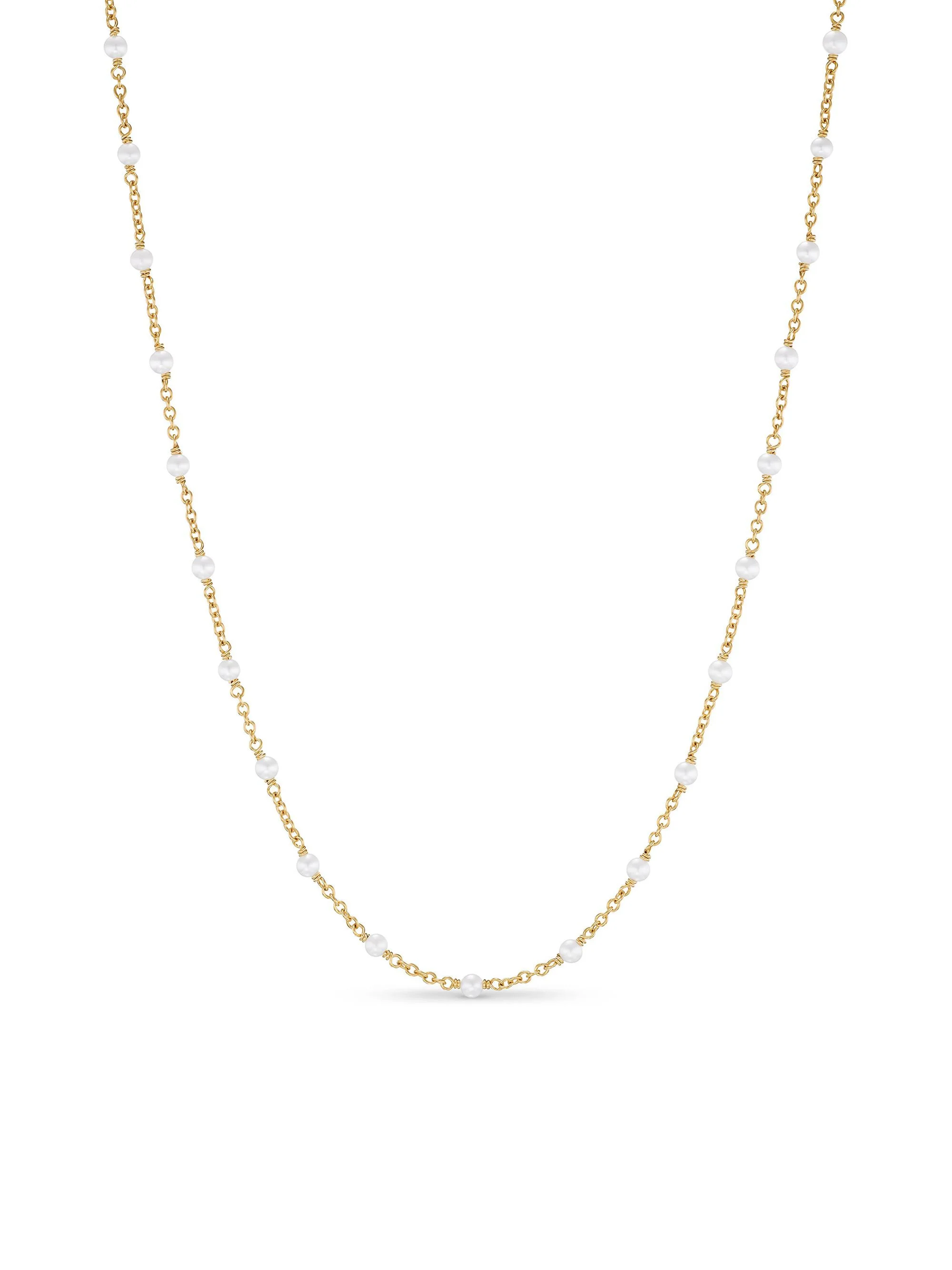 Women's Pearl Classics Station Necklace in 18K Yellow Gold - Pearl - 1