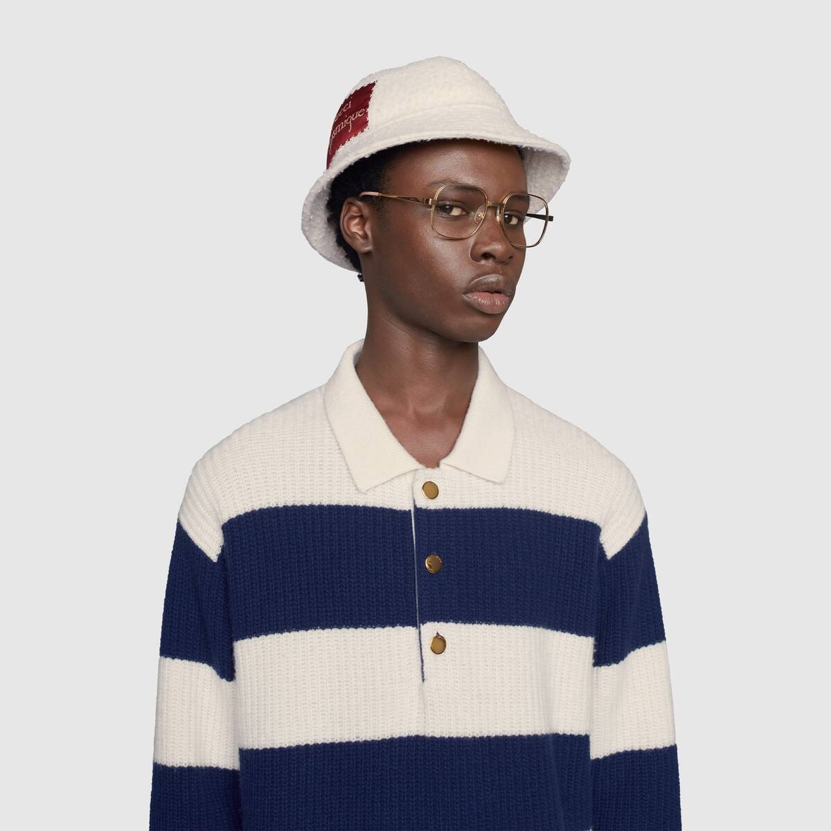 Striped wool polo with GG patch - 5