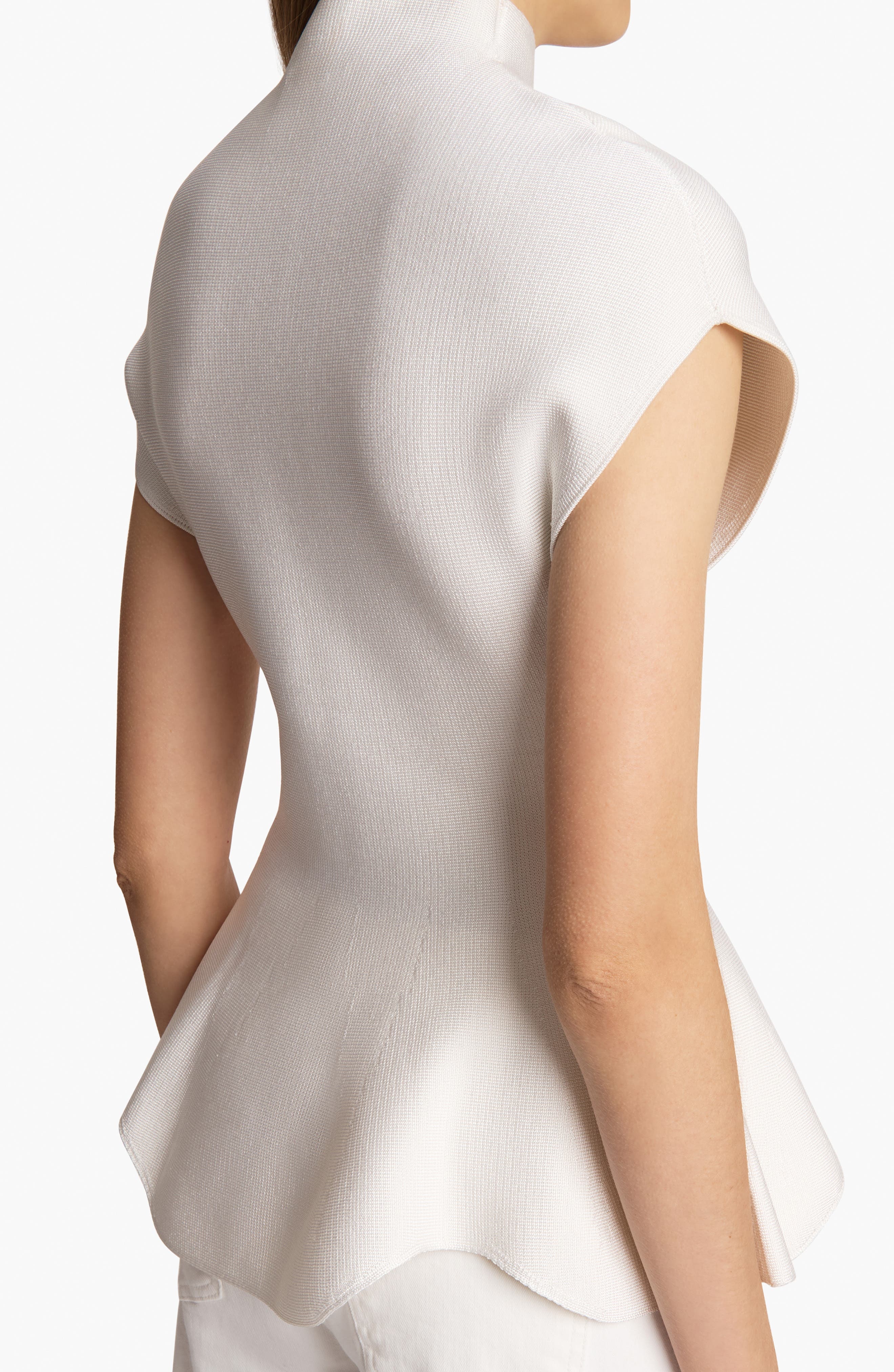 Khaite Andra Mock Neck Peplum Knit Top in Glaze at Nordstrom - 3