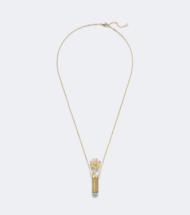 Vase Berlingot and Daisy 9kt gold pendant necklace with diamonds and citrines 1