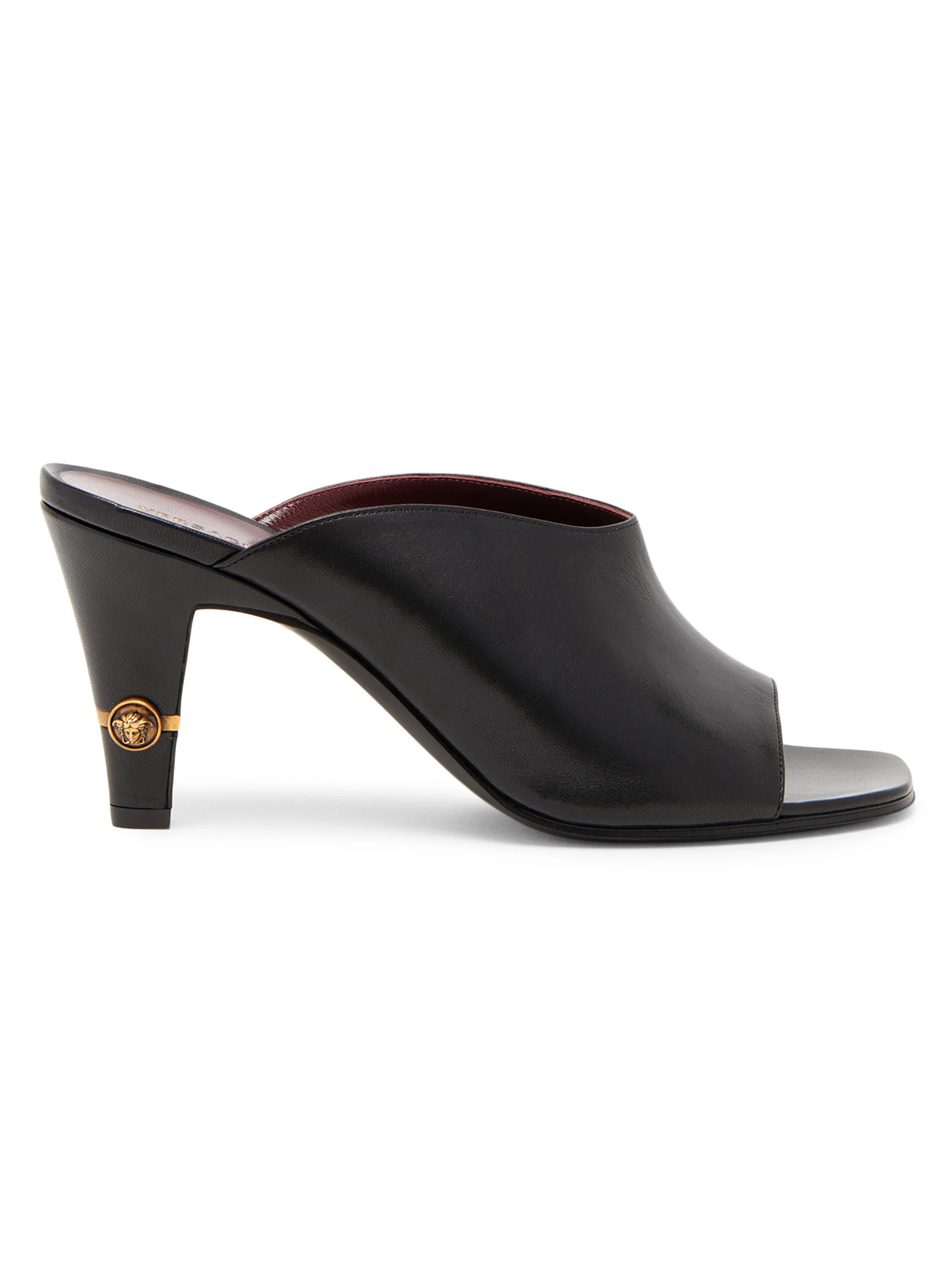 Women's 80MM Medusa Leather Mules - Black Gold - 1
