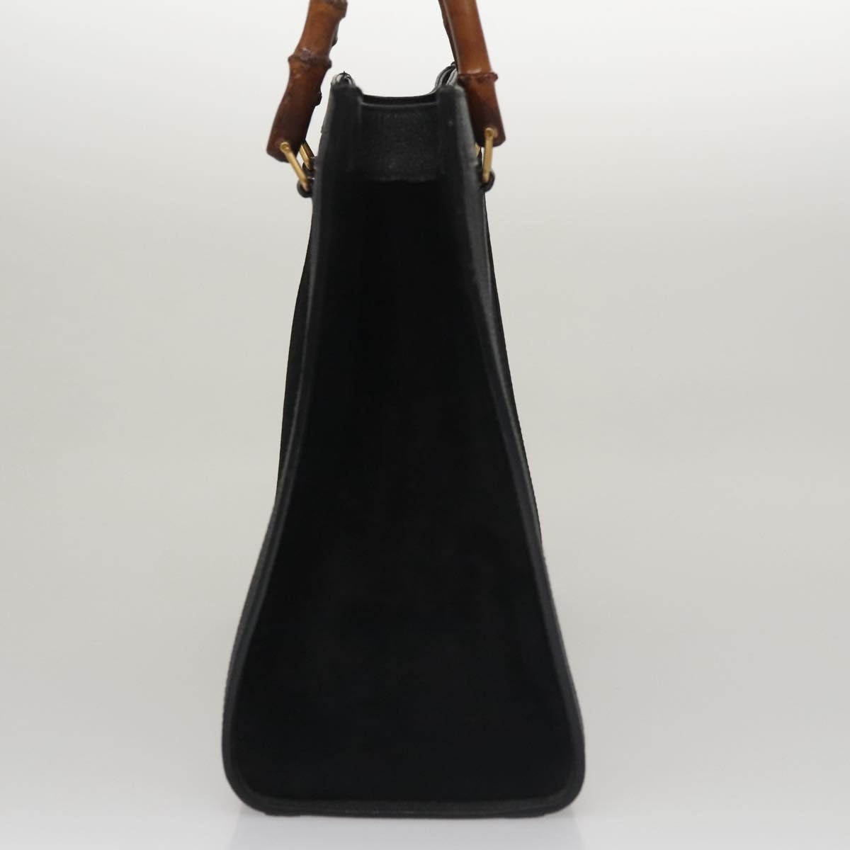 GUCCI Bamboo Hand Bag Suede Leather Black - 4