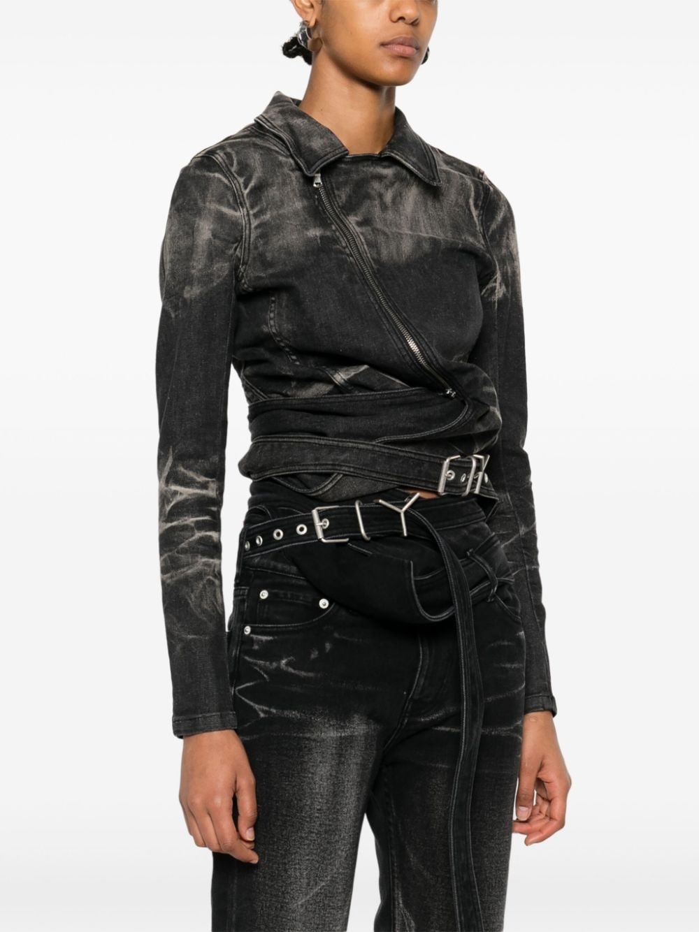 wrap denim jacket - 3