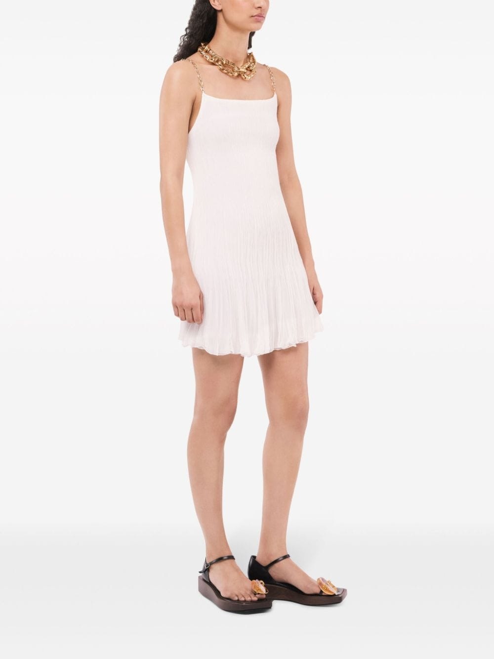 chain-strap silk minidress - 3