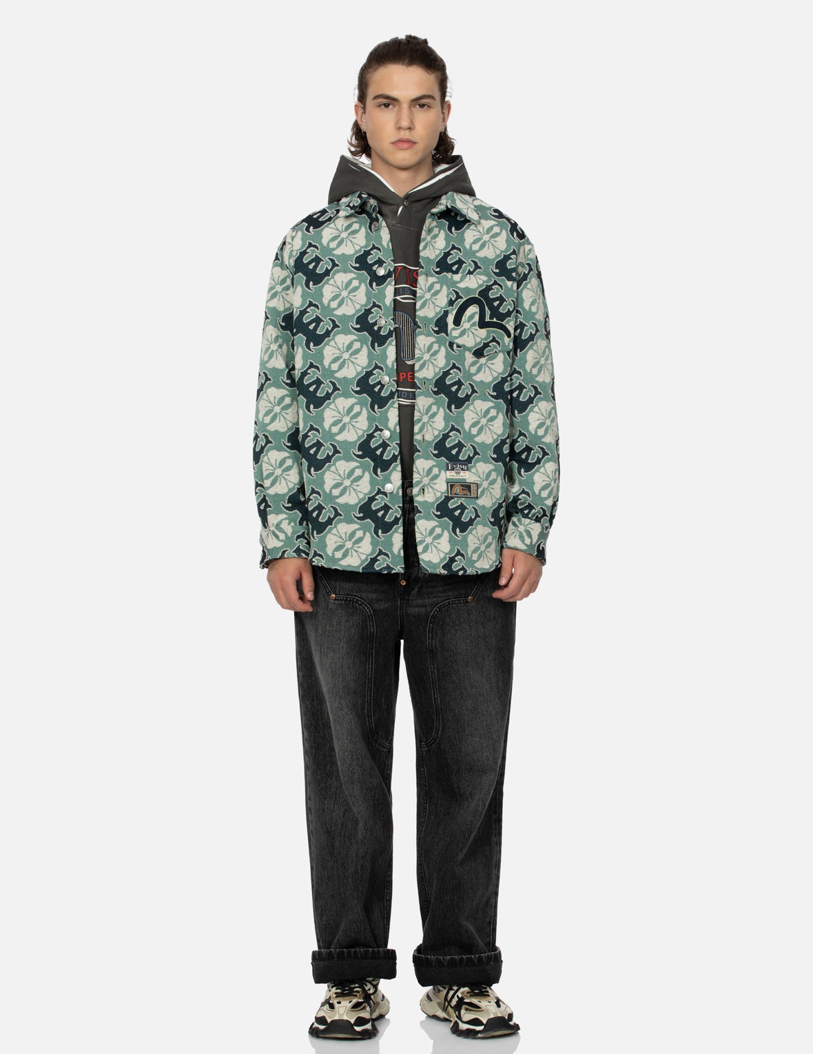 ALLOVER KAMON AND LOGO JACQUARD REGULAR FIT TAPESTRY JACKET - 5