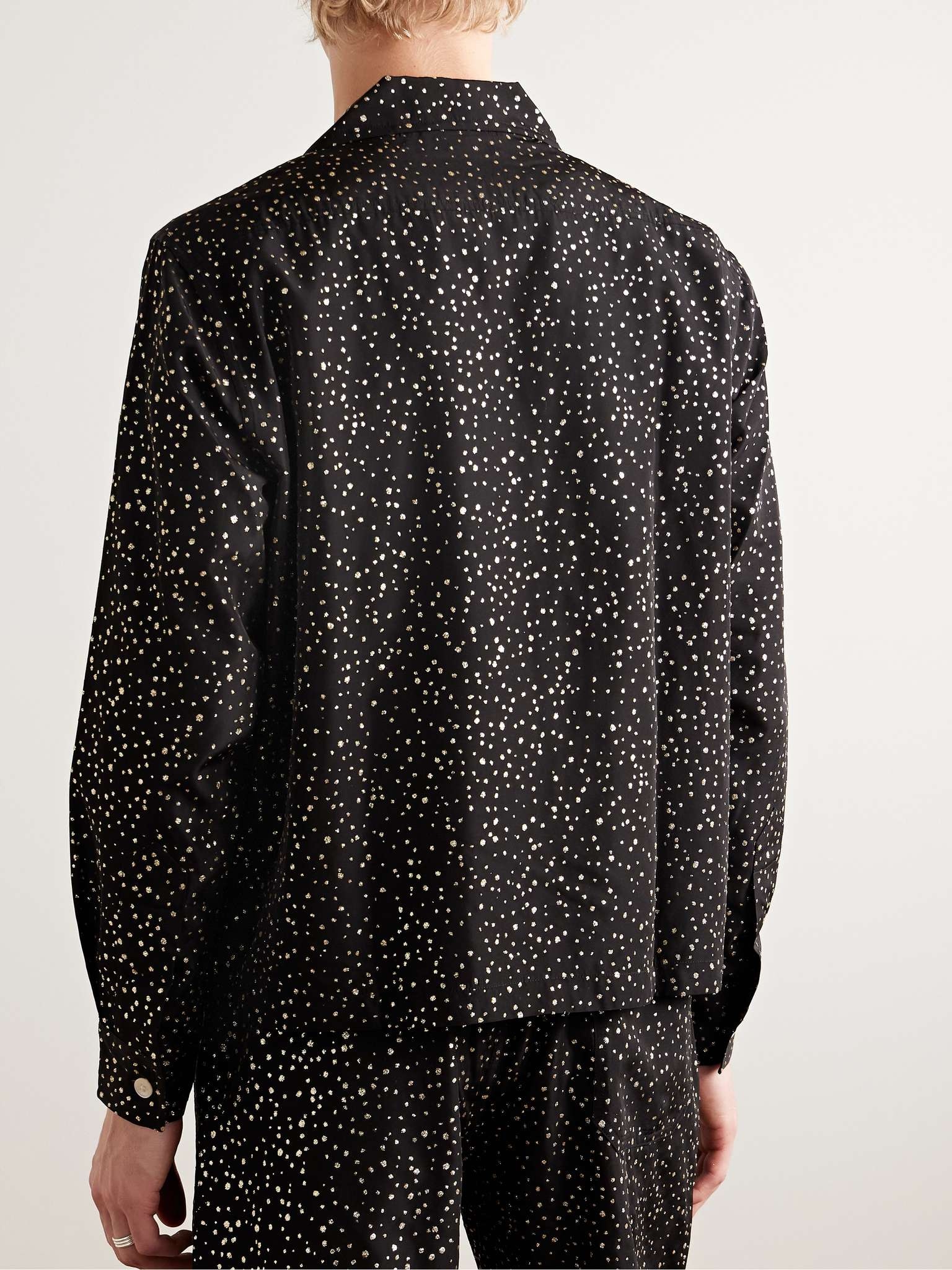 Camp-Collar Glittered Polka-Dot Faille Shirt - 3