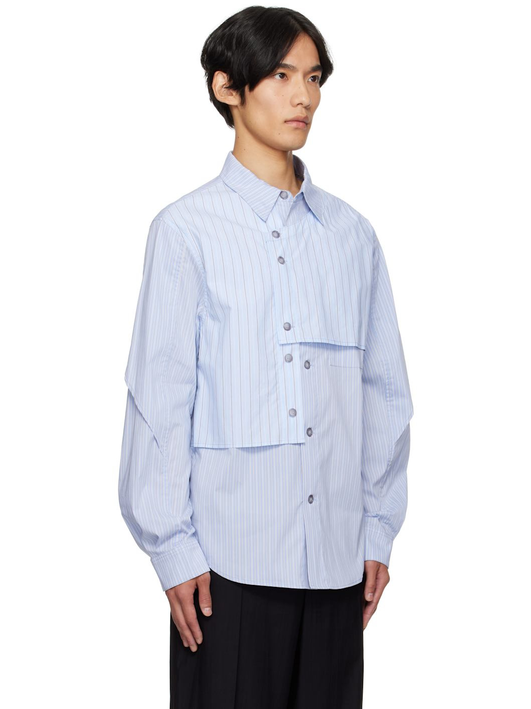 Blue Stripe Layered Shirt - 2