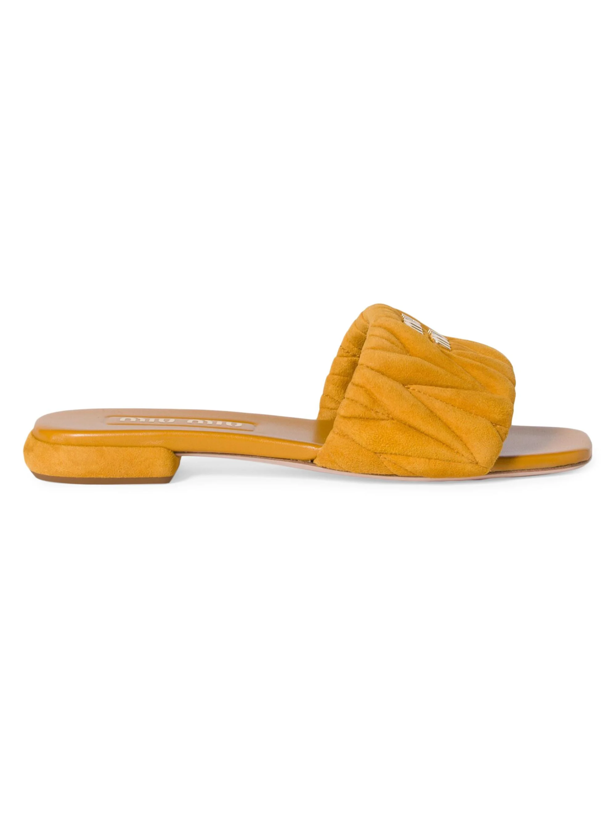 Women's Matelassé Suede Slides - Orange - 1