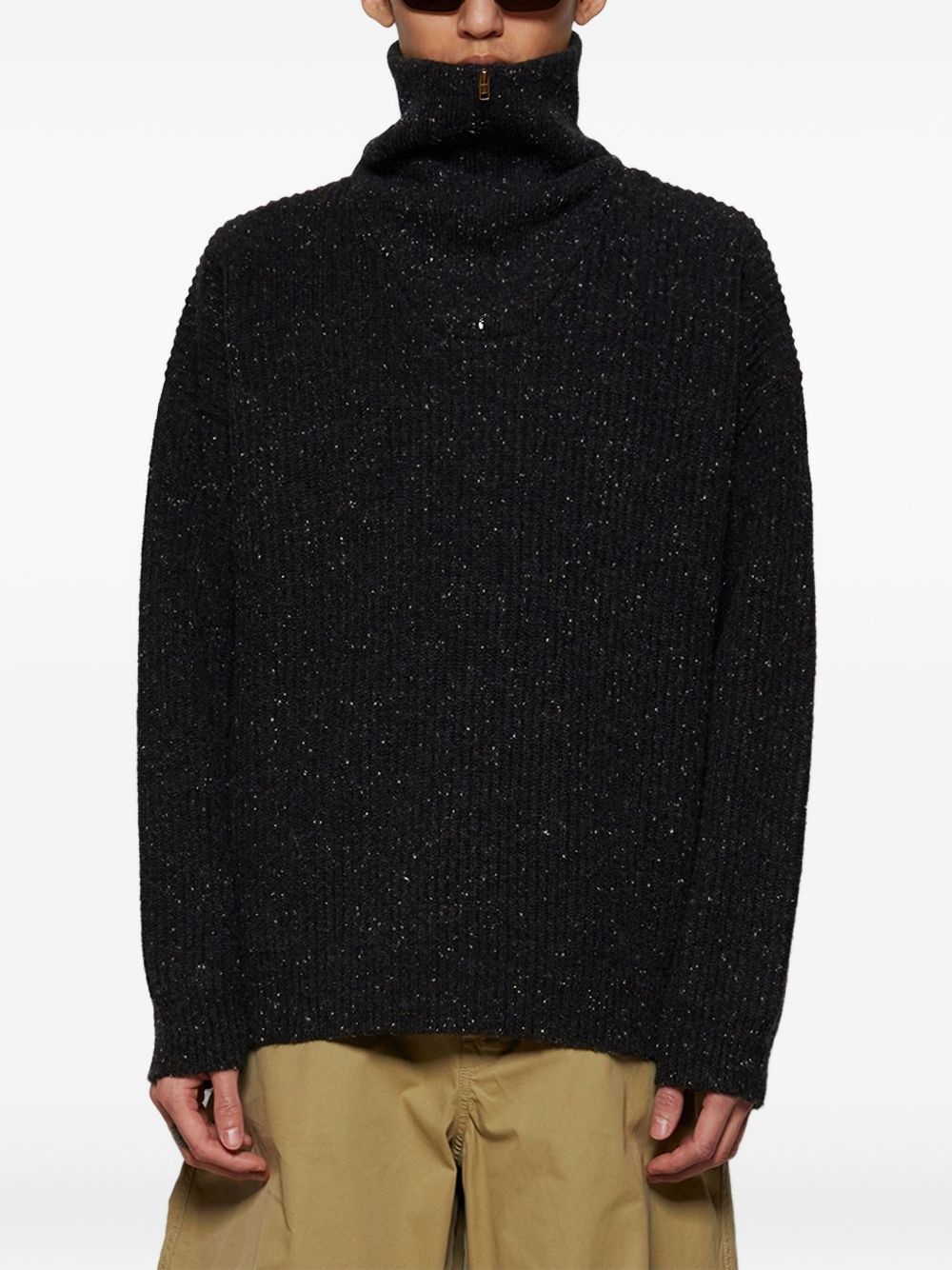 zip-neck textured knit sweater - 3