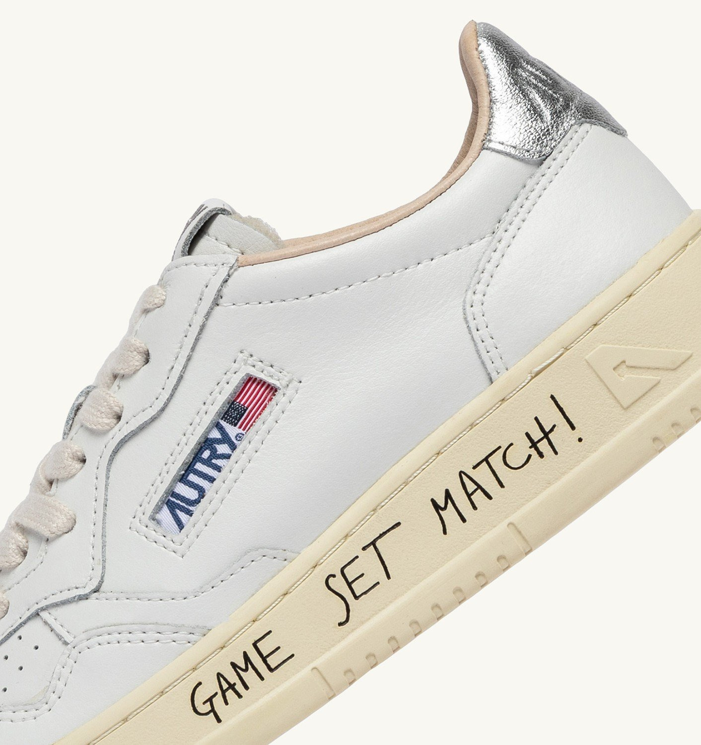 MEDALIST LOW SNEAKERS IN WHITE AND SILVER LEATHER WITH LETTERING - 6