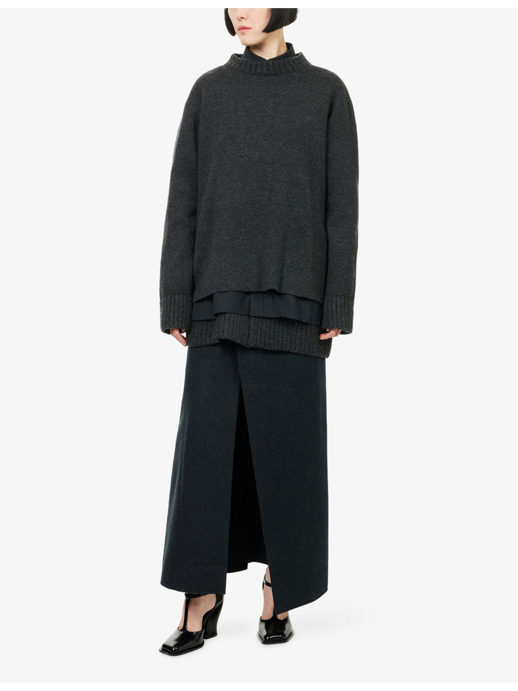 Suiting Wool Knit Jumper Dress - 3