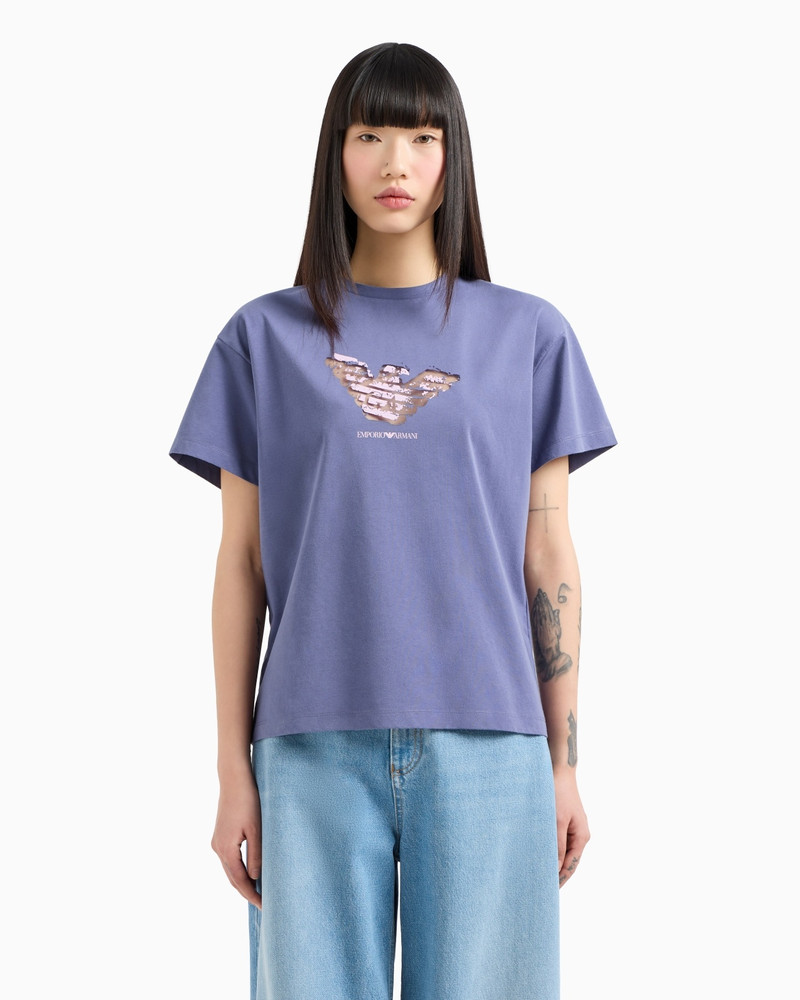 EMPORIO ARMANI JERSEY T-SHIRT WITH DEVORÉ LOGO outlook