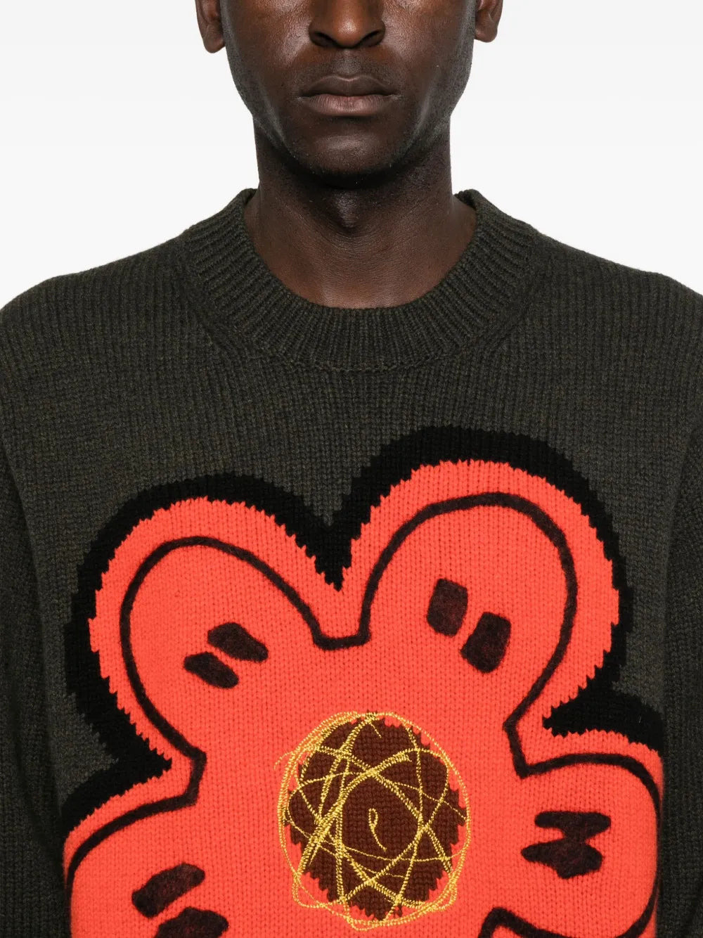 Crewneck Sweater With Floral Decoration - 5