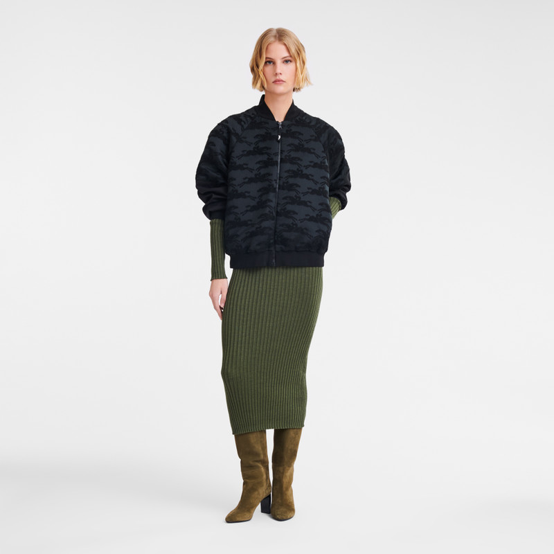 Longchamp Bomber spirit short blouson Black - Jacquard fabric outlook
