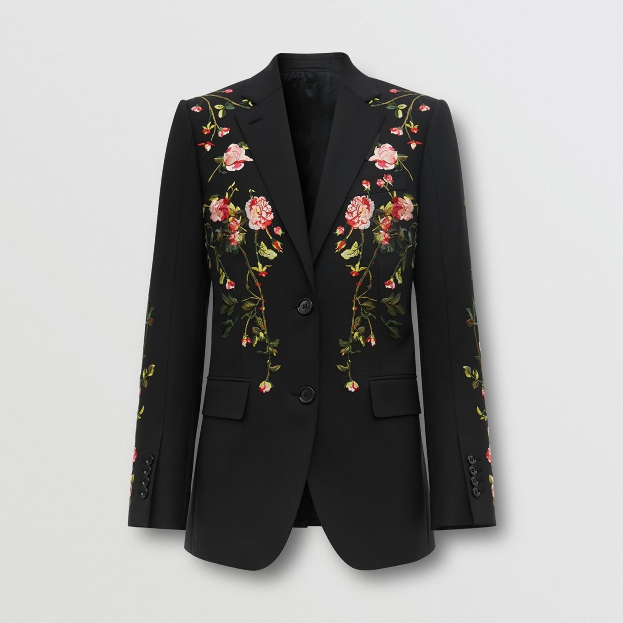 Embroidered Stretch Wool Tailored Jacket - 1