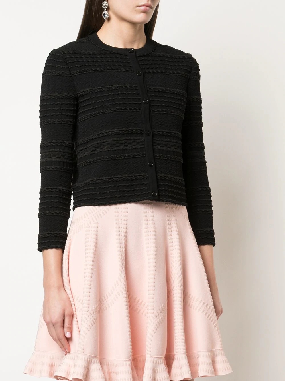 cropped textured knit cardigan - 3