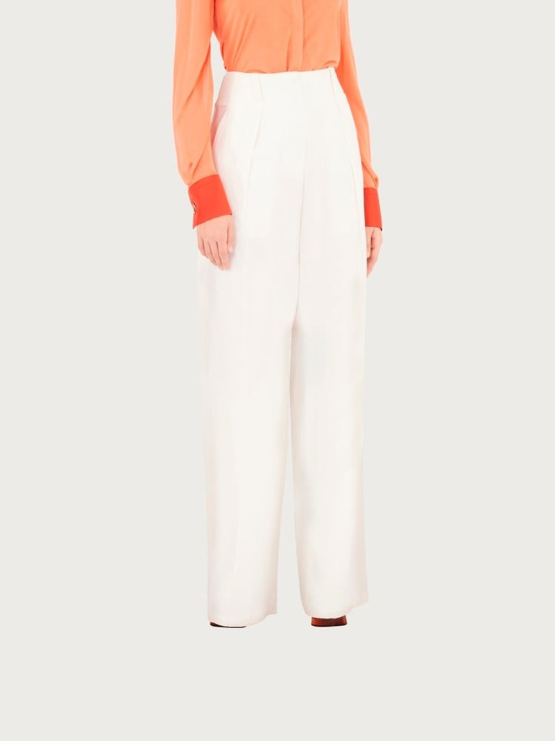 FERRAGAMO WIDE SILK AND LINEN TROUSER outlook