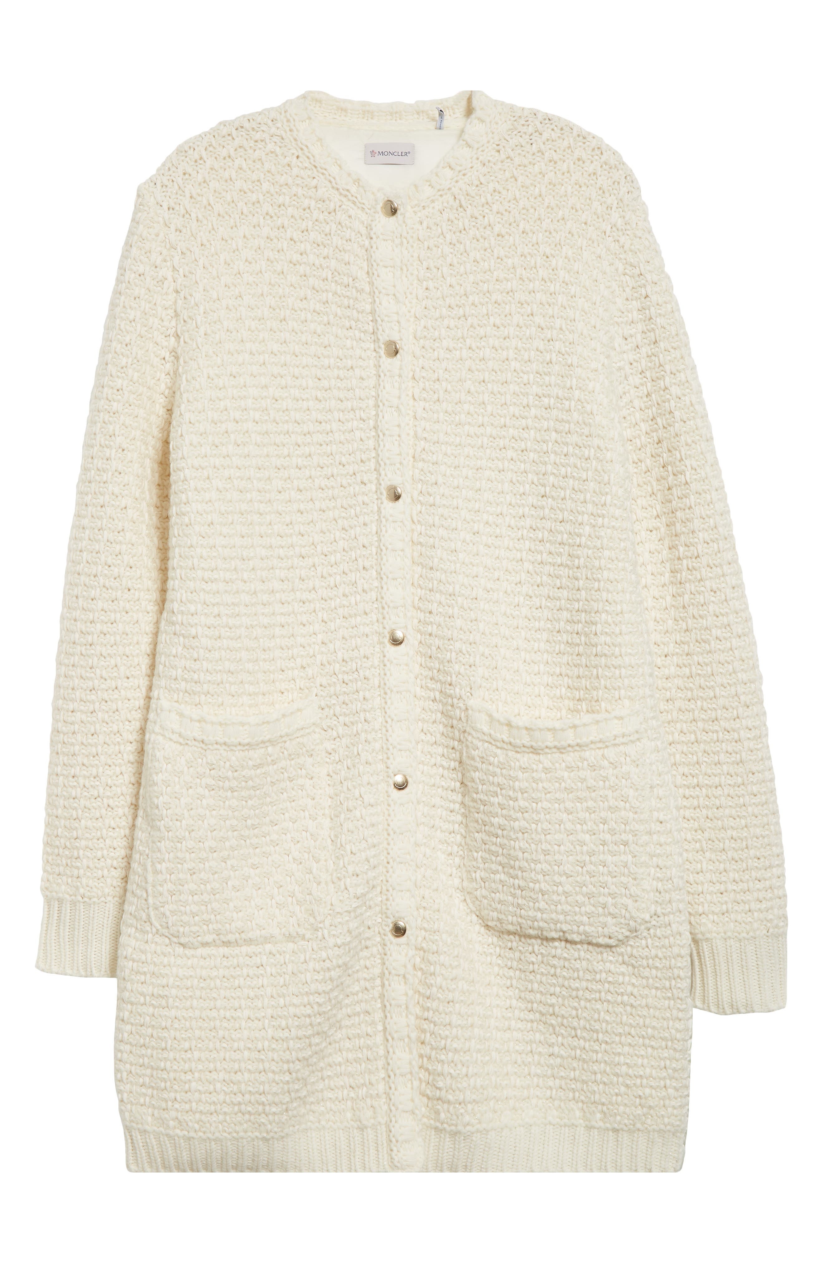 Moncler Mixed Media Down Cardigan in Silk White at Nordstrom - 6
