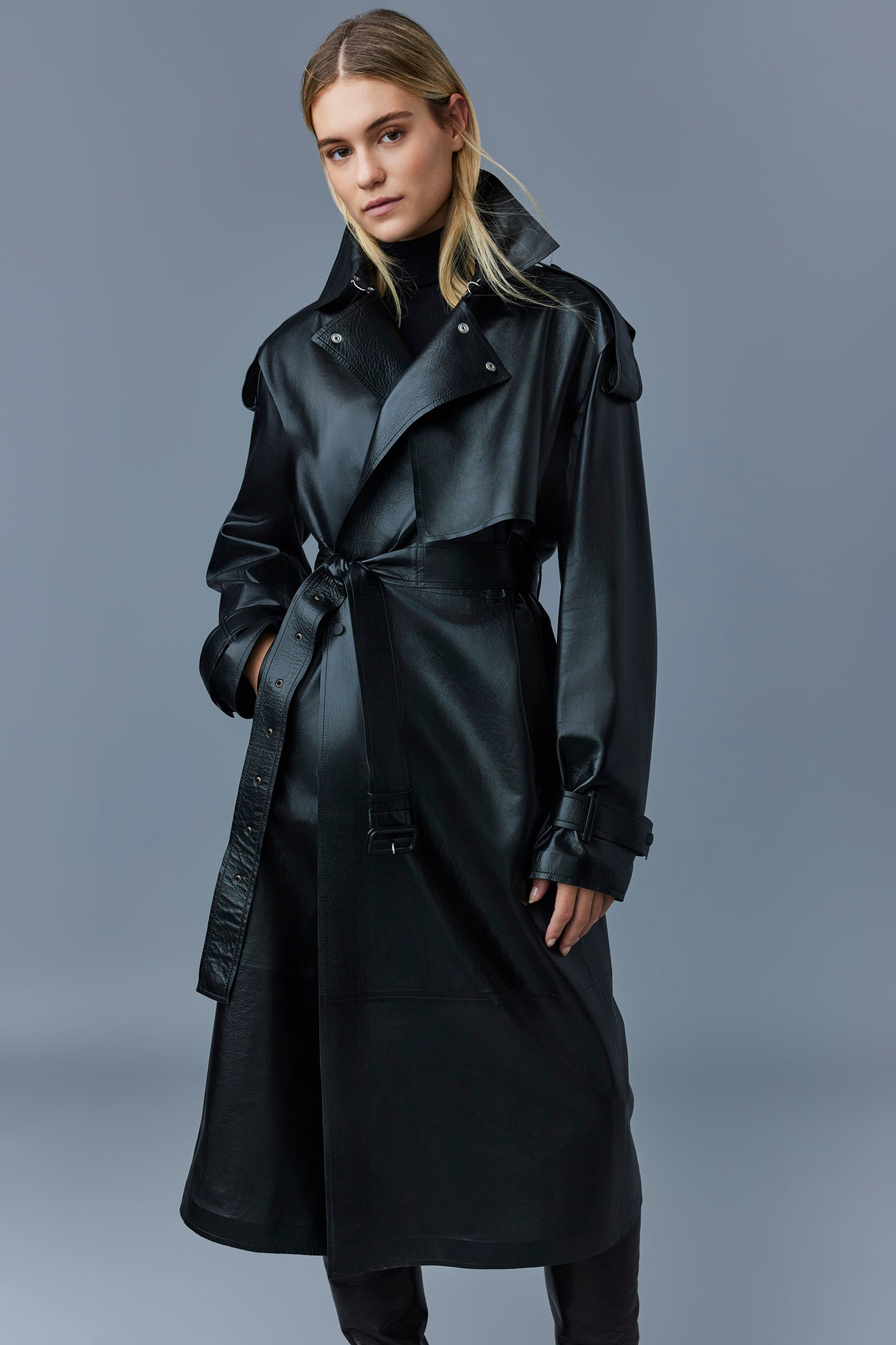 ADRIANA Calfskin trench coat with belt - 2