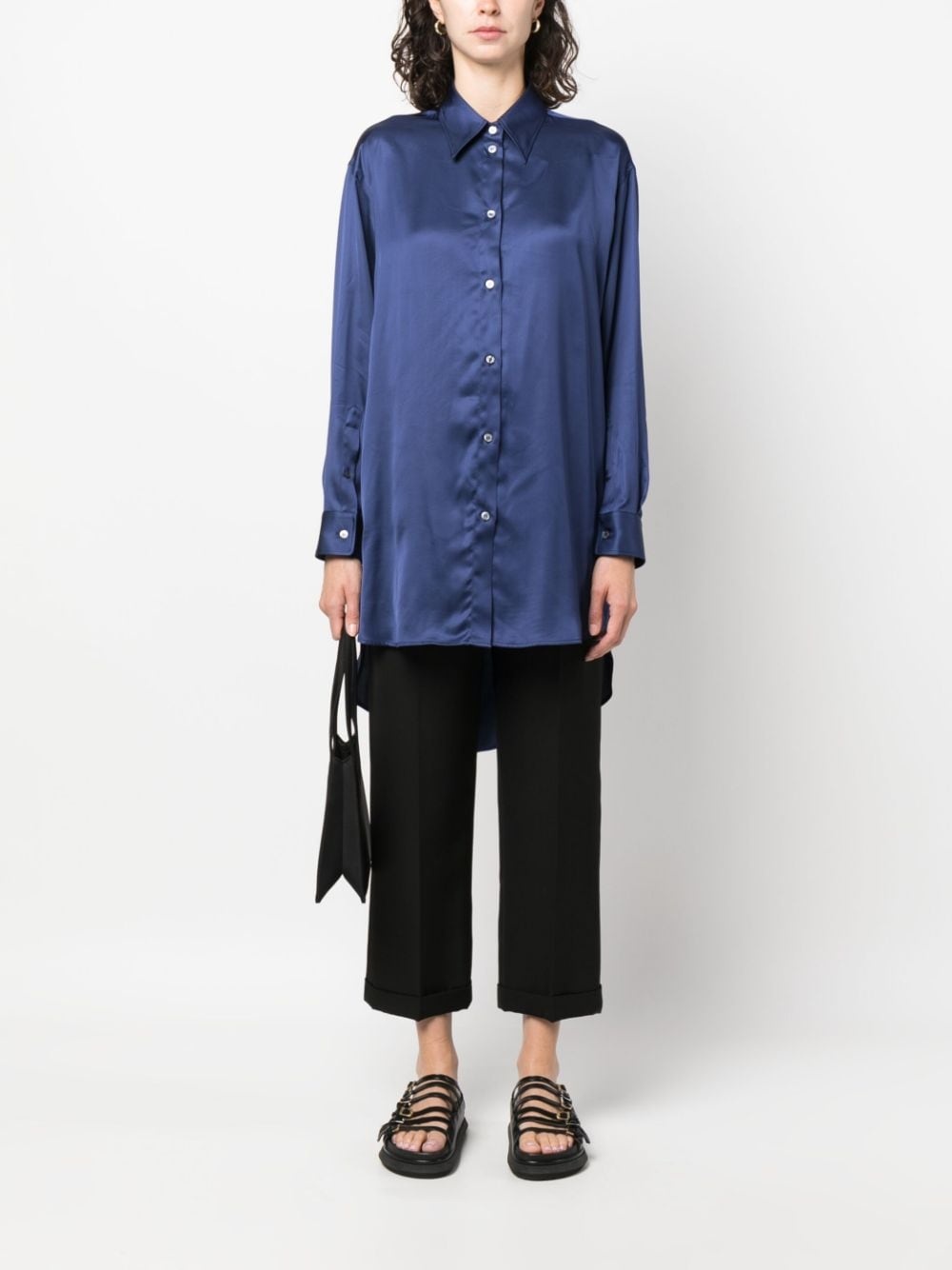oversized cut-out satin shirt - 2