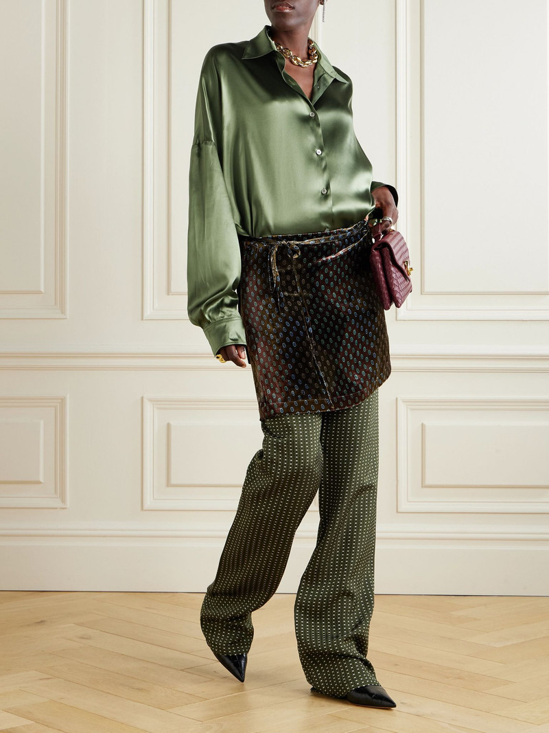 Dries Van Noten Casia oversized silk-satin shirt Green outlook