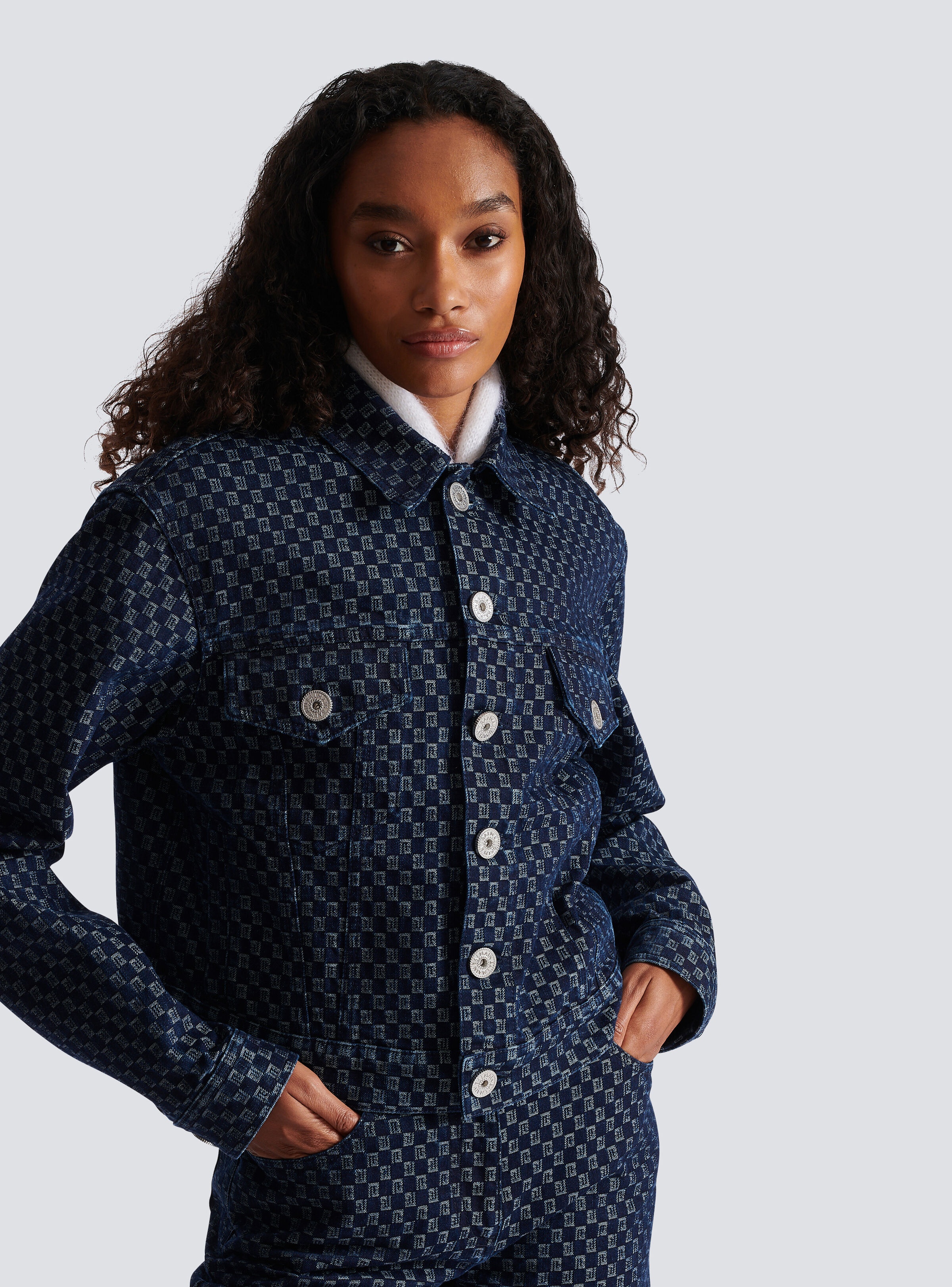 Mini monogram jacquard denim jacket - 7