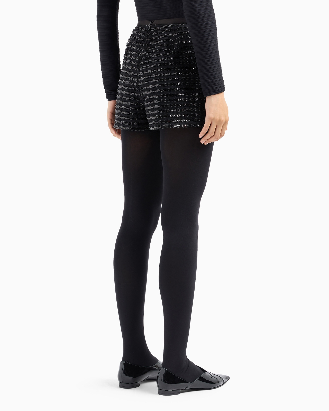 Moon Capsule collection tulle shorts with striped sequin motif - 3