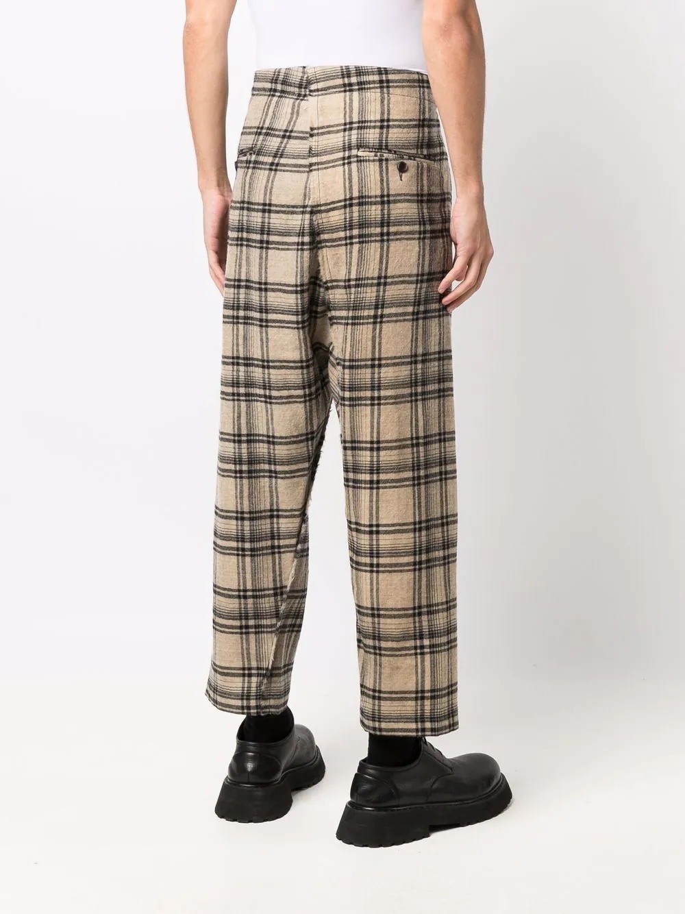 cropped check trousers - 4